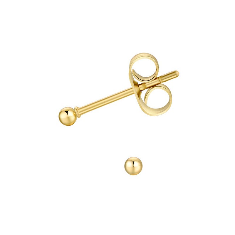 FOSIR 6 Pair Tiny Women 14K Gold Plated Ball Stud Earrings Surgical Stainless Steel Earrings Set (2mm, Gold) - Image 3